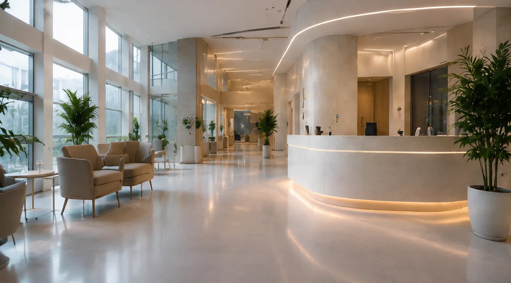 Modern international healthcare reception environment in Shanghai